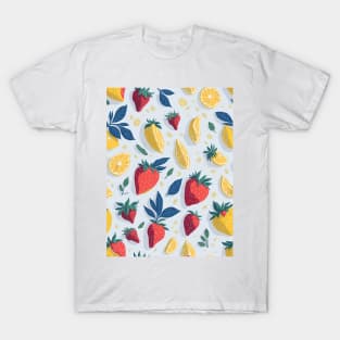 lemon and strawberry pattern T-Shirt